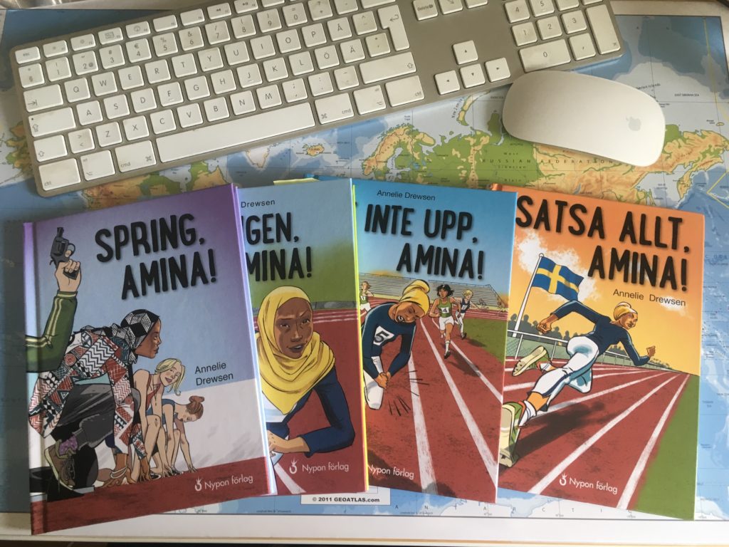 Bild av böckerna i Amina-serien